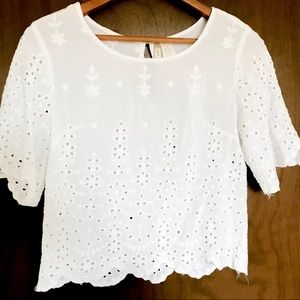 White eyelet shirt